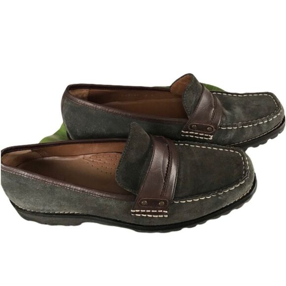 New Cole Haan Suede‎ Penny Loafers Chunky Lug sole Green size 6 - Picture 1 of 13